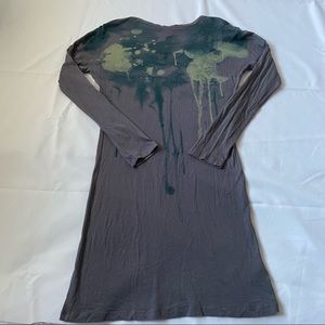 Anama splatter shirt dress women's small dark grey fitted stretch tunic modal